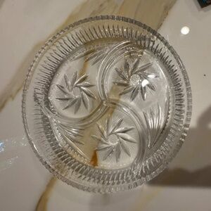VINTAGE CRYSTAL 9" DIVIDED SERVING PLATER